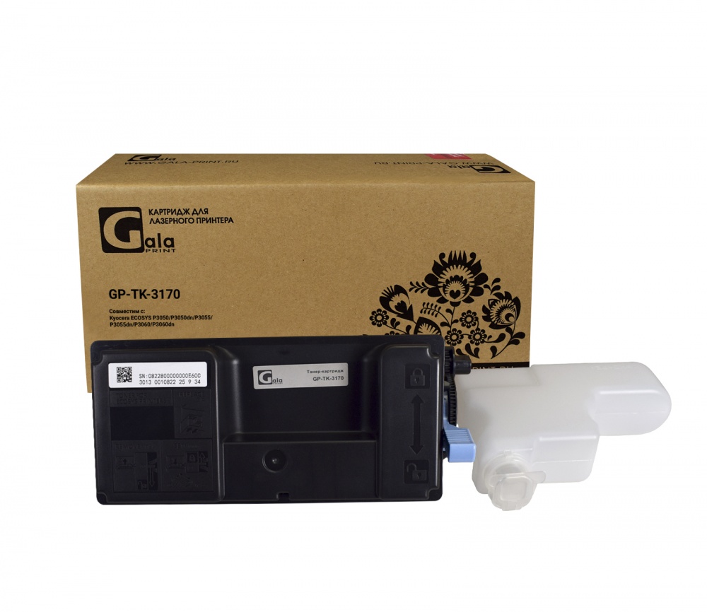 Тонер-туба GP-TK-3170 для принтеров Kyocera ECOSYS P3050dn/P3055dn/P3060dn/P3150dn/P3155dn/P3260dn/M3860idn/M3860idnf с бункером отработанного тонера 15500 копий GalaPrint