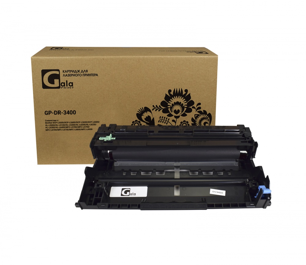 Драм-картридж GP-DR-3400 для принтеров Brother DCP-L5500/DCP-L5600/DCP-L5650/DCP-L6600/HL-L5000/HL-L5100/HL-L5200/HL-L6200/HL-L6250/HL-L6300/HL-L6400/MFC-L5700/MFC-L5750/MFC-L6700/MFC-L6750/MFC-L6800/MFC-L6900 Drum 50000 копий GalaPrint