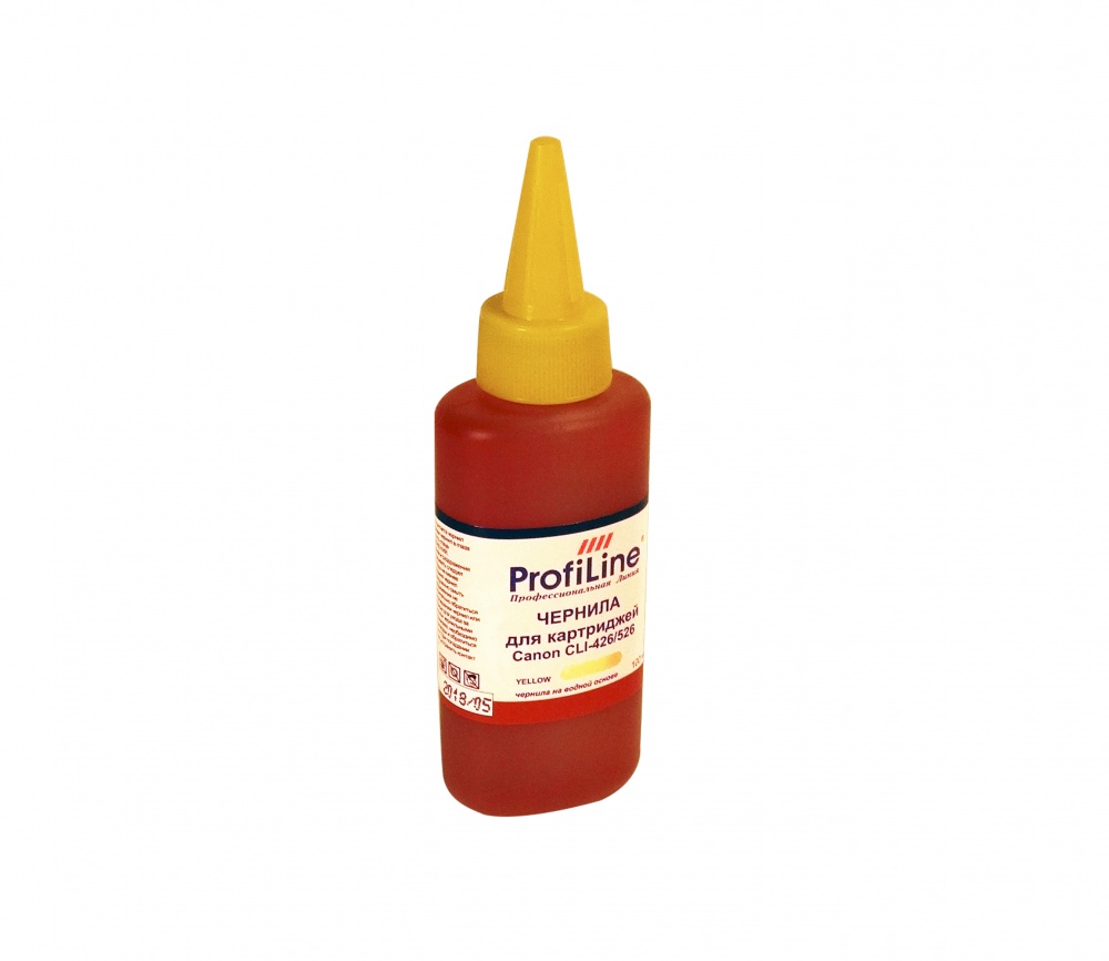 Чернила PL-CLI-426/526 для принтеров Canon MX714/MX884/MX894/iP4840/iP4940/MG5140/MG5240/MG5340/MG6140/MG6240/MG8140/MG8240/iX6540 на водной основе Yellow 100 мл ProfiLine