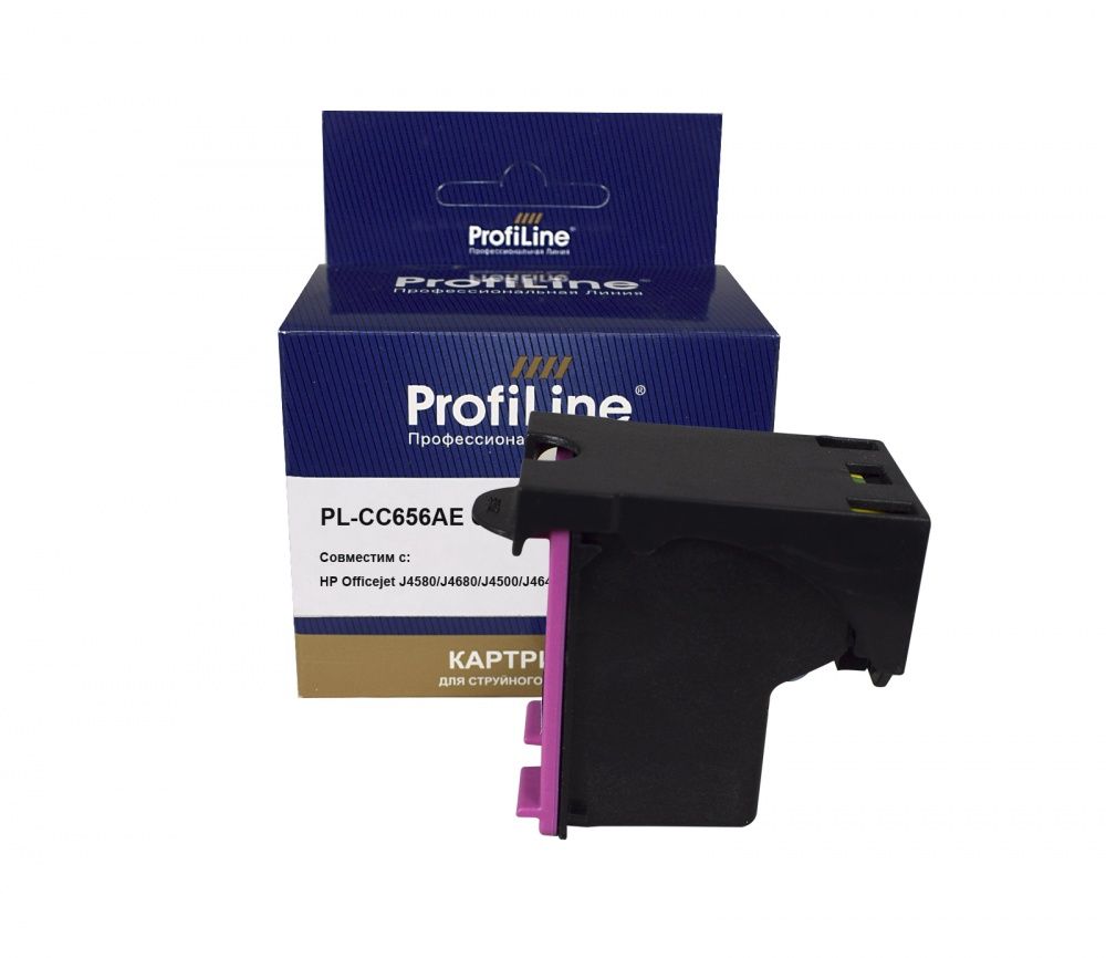 Струйный картридж PL-CC656AE (№901XL) для принтеров HP OfficeJet-4500/J4500ser/J4524/J4525/J4535/J4540/J4550/J4580/J4585/J4600ser/J4624/J4660/J4680 с чернилами на водной основе Cyan/Magenta/Yellow 9 мл ProfiLine