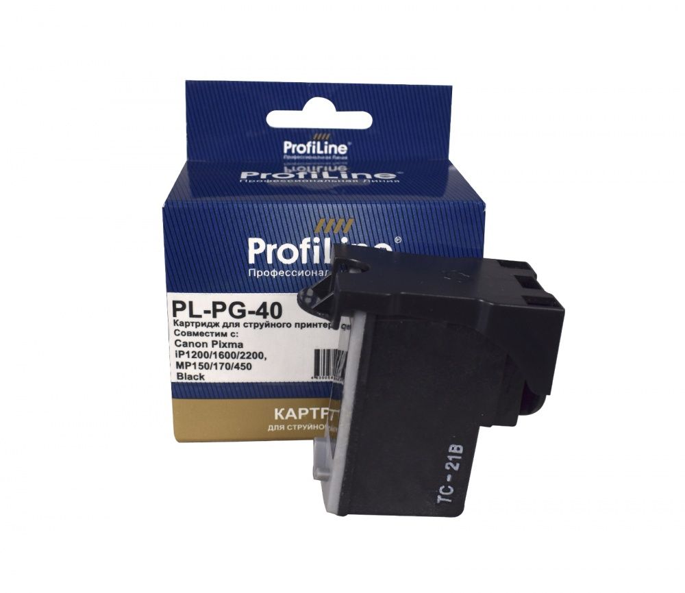 Струйный картридж PL-PG-40 для принтеров Canon FAX-JX200/210/500/510/MultiPASS-450/PIXMA-MP140/MP150/MP160/MP170/MP180/MP190/MP210/MP220/MX300/MX310/MP450/MP460/iP1200/iP1300/iP1600/iP1700/iP1800/iP1900/iP2200/iP2500/iP2600 с чернилами на водной основе Black 16 мл ProfiLine