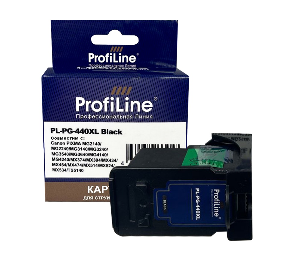 Струйный картридж PL-PG-440XL для принтеров Canon PIXMA MG2140/MG2240/MG3140/MG3240/MG3540/MG3640/MG4140/MG4240/MX374/MX394/MX434/MX454/MX474/MX514/MX524/MX534/TS5140 с чернилами на водной основе Black 21 мл ProfiLine